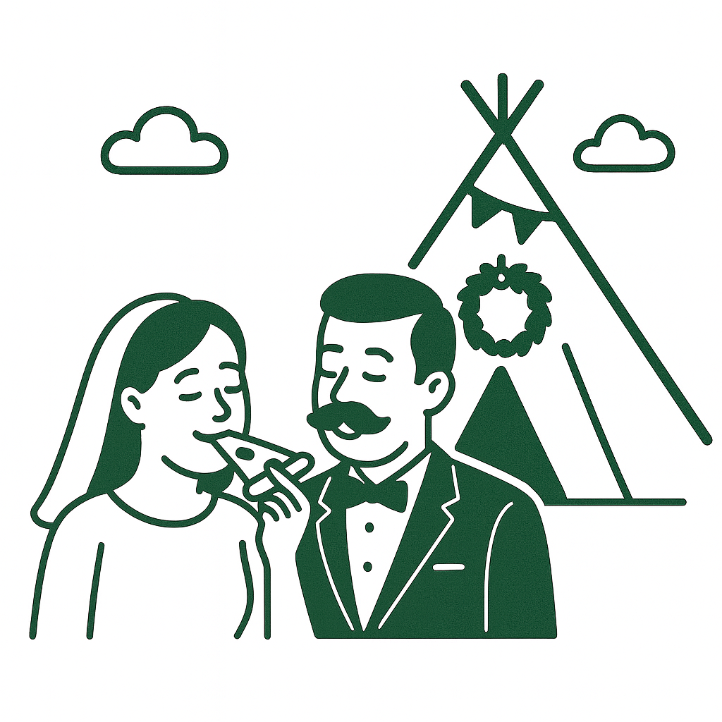 Line Drawing of wedding couple